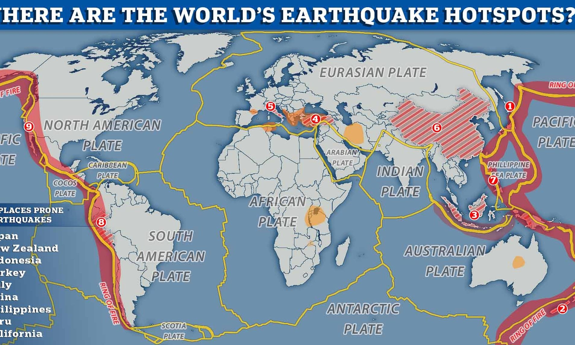 Where Are The World s Earthquake Hotspots Daily Mail Online
