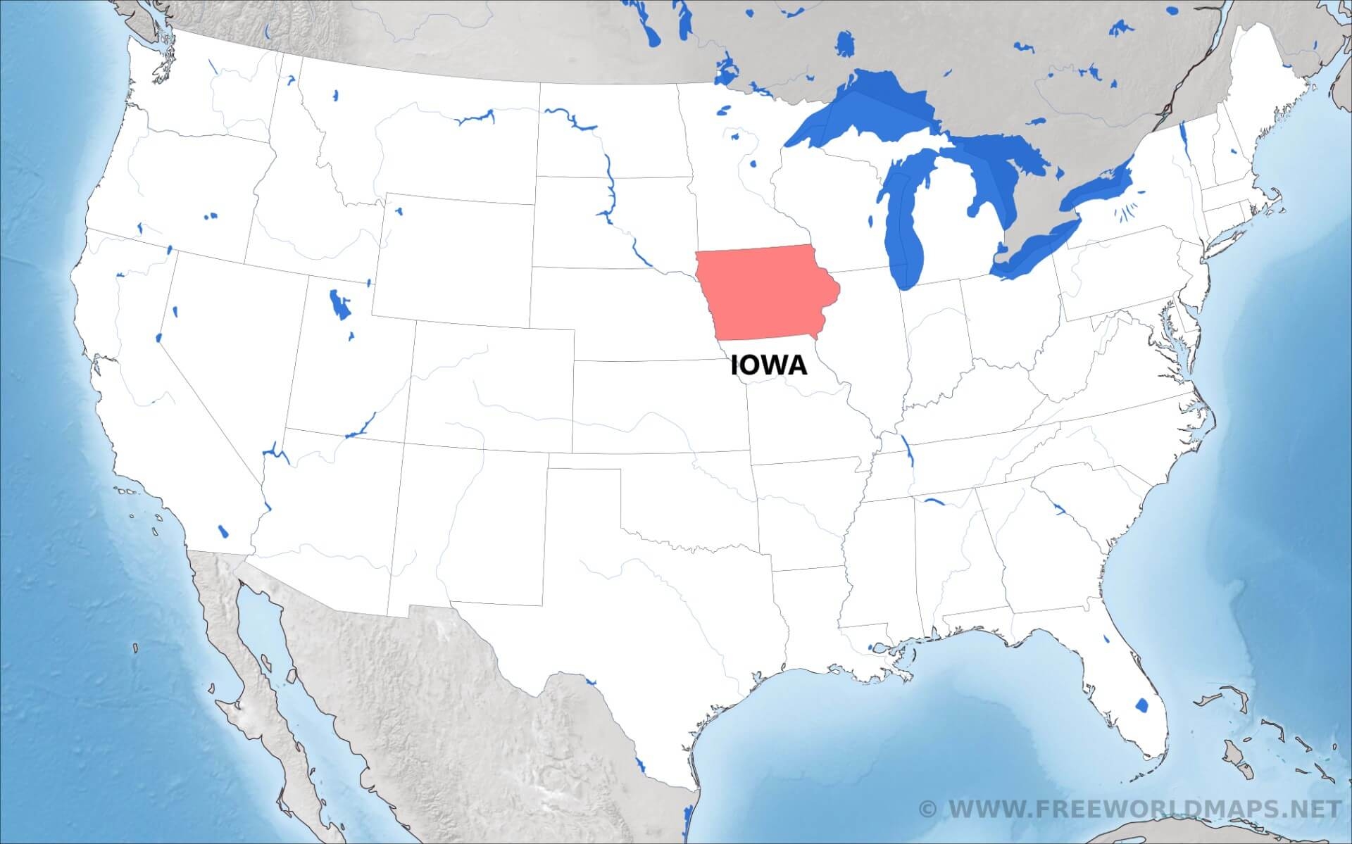 where is iowa on the map of the united states