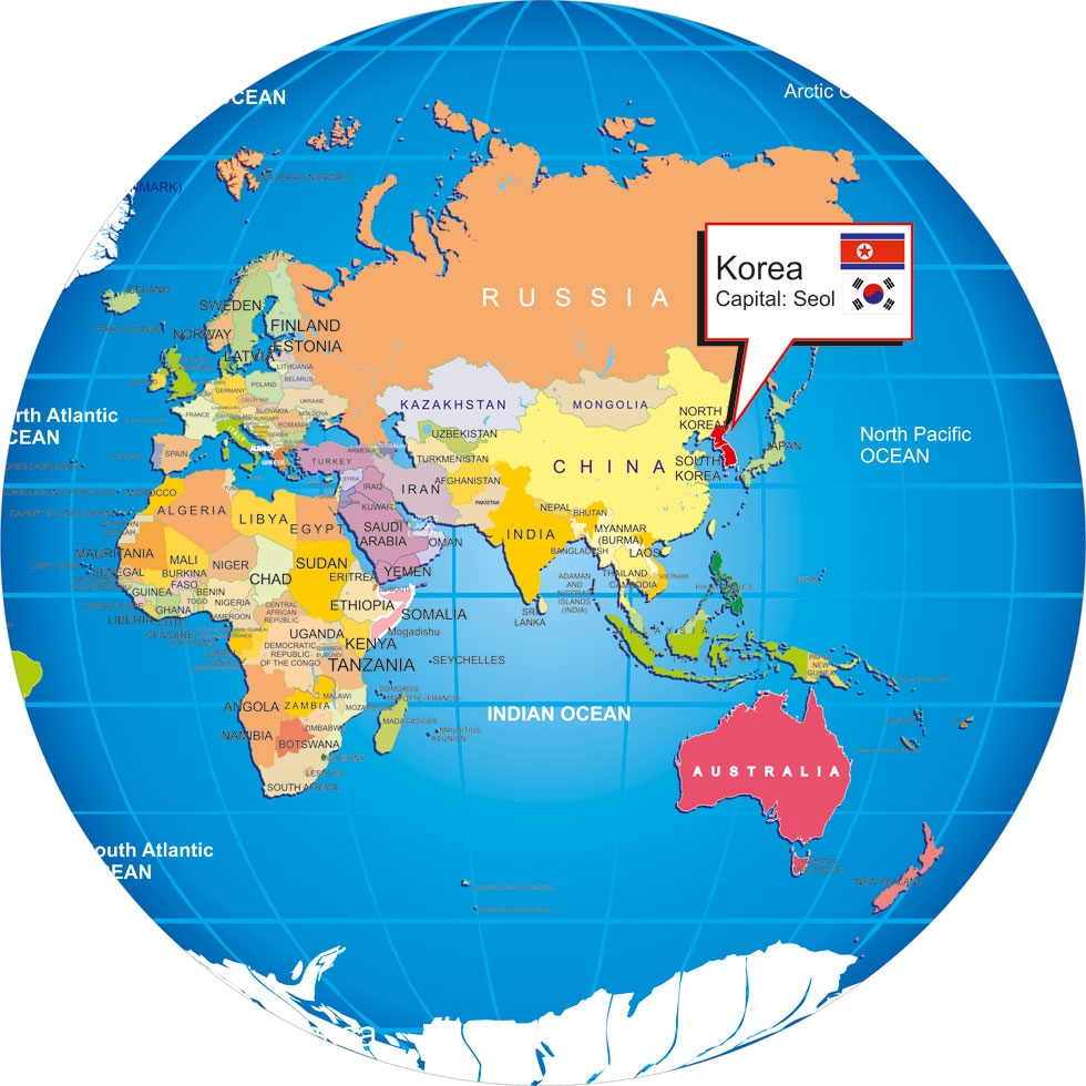 north korea map in world map