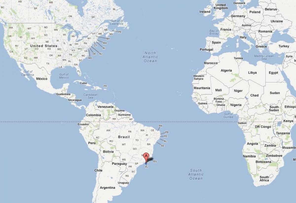 rio de janeiro on world map