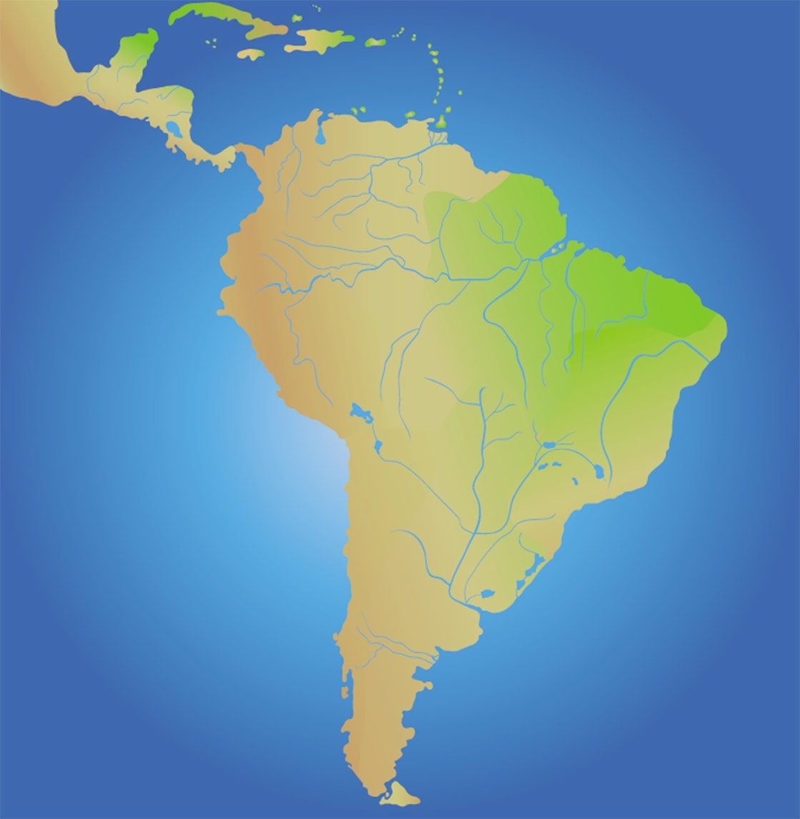 world map with amazon river