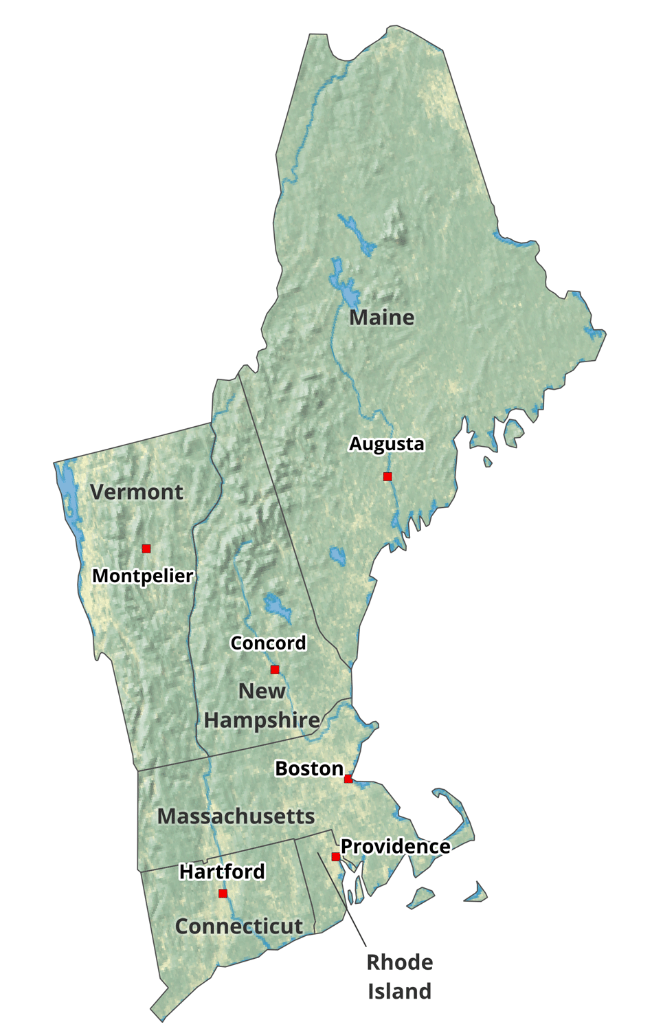united states new england map