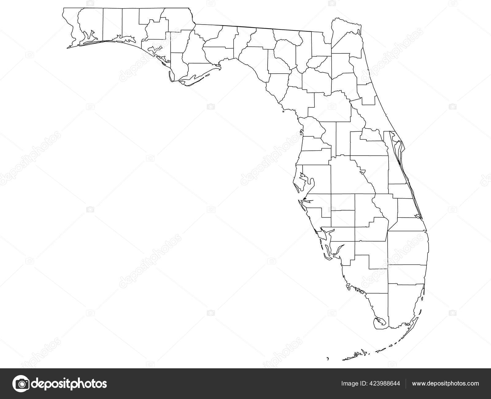 White Outline Counties Map State Florida Stock Vector By momcilo jovanov 423988644