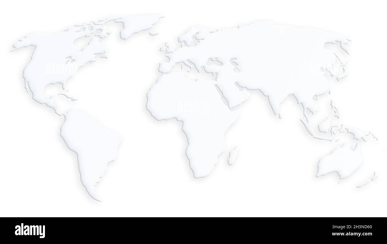 White World Map Floating Over White Background Clean And Simple World Map In 4k Resolution Stock Photo Alamy