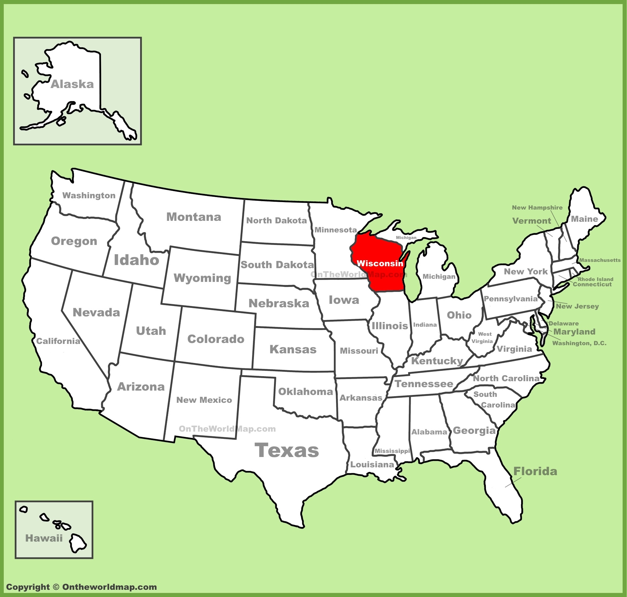 Wisconsin Location On The U S Map Ontheworldmap