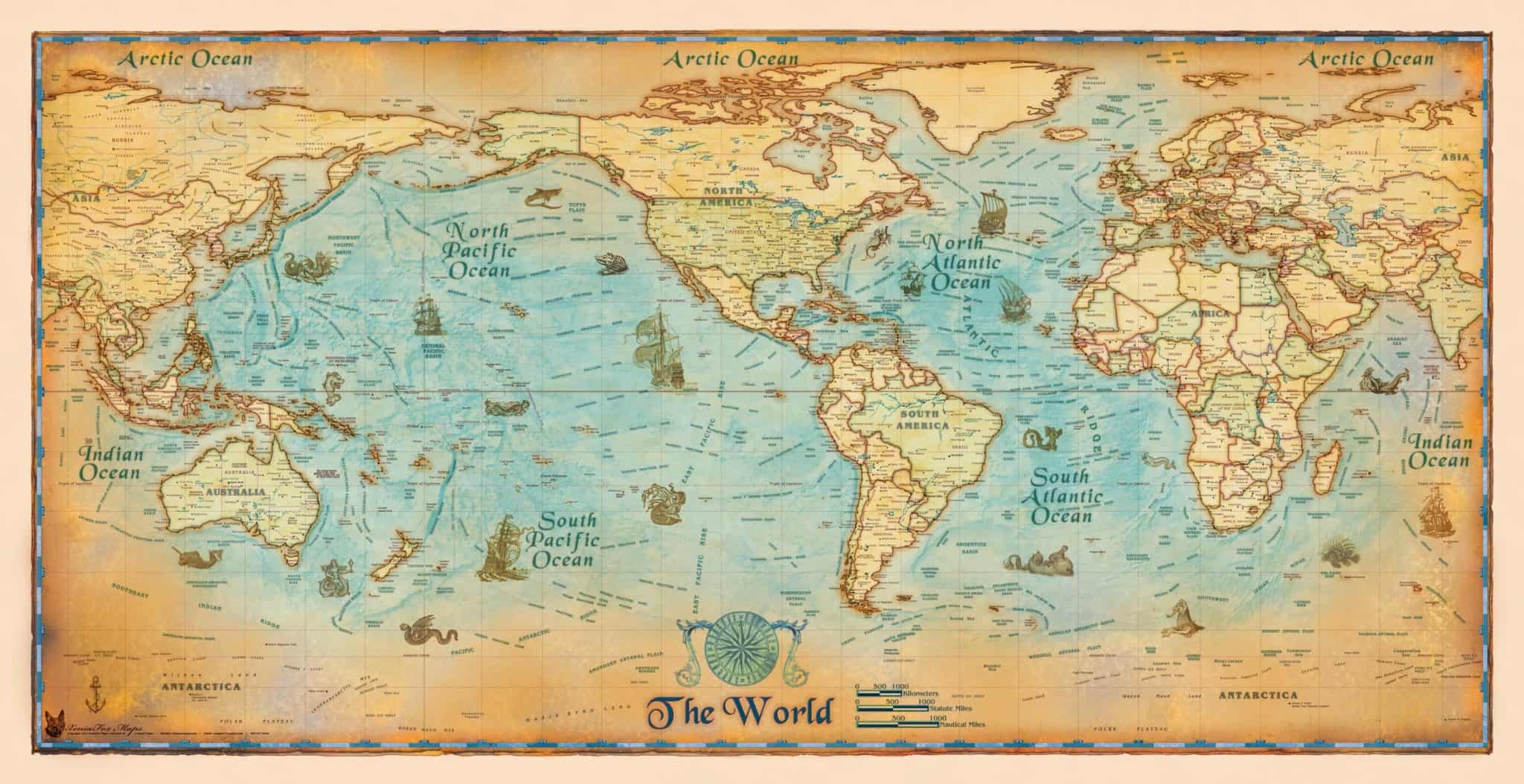 wall maps of the world