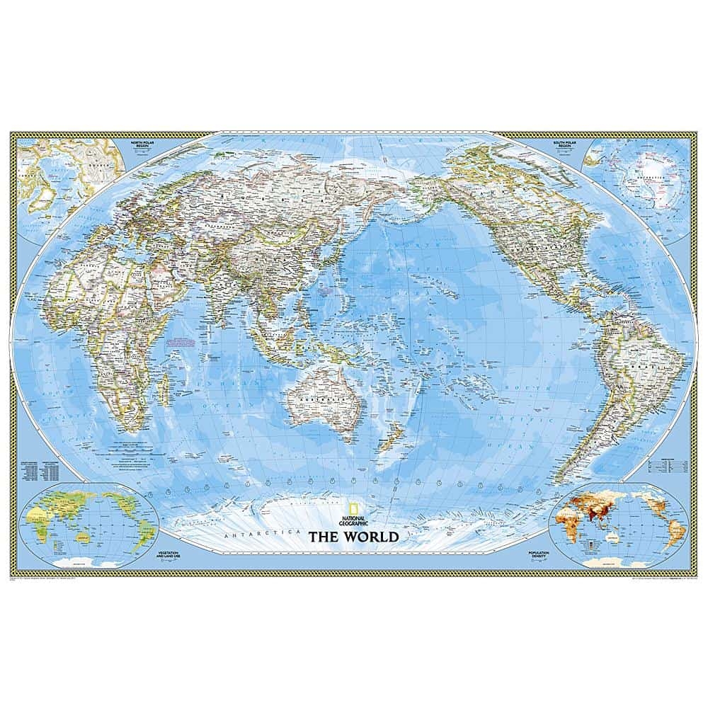 World Classic Pacific Centered Wall Map National Geographic