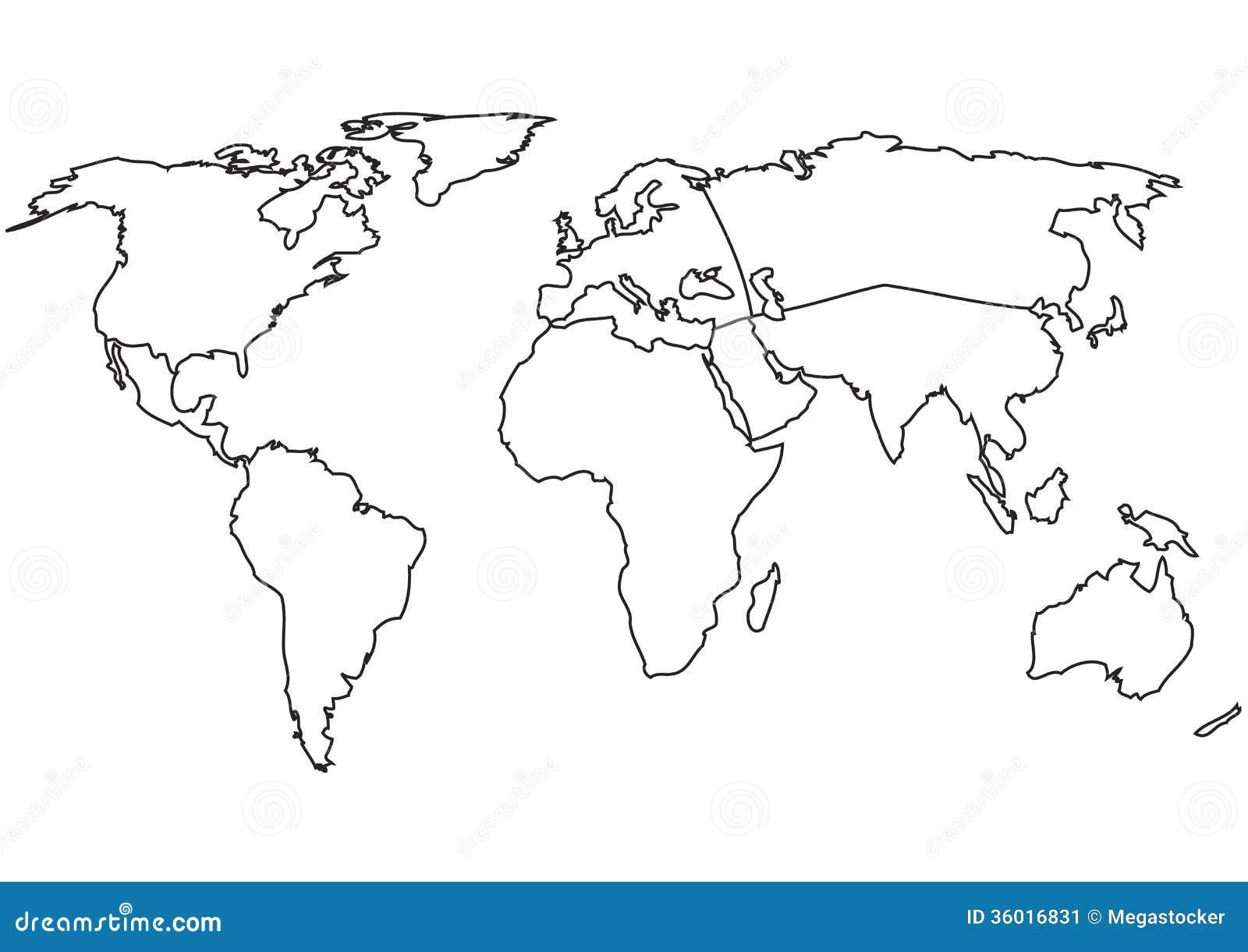 continents of the world map blank