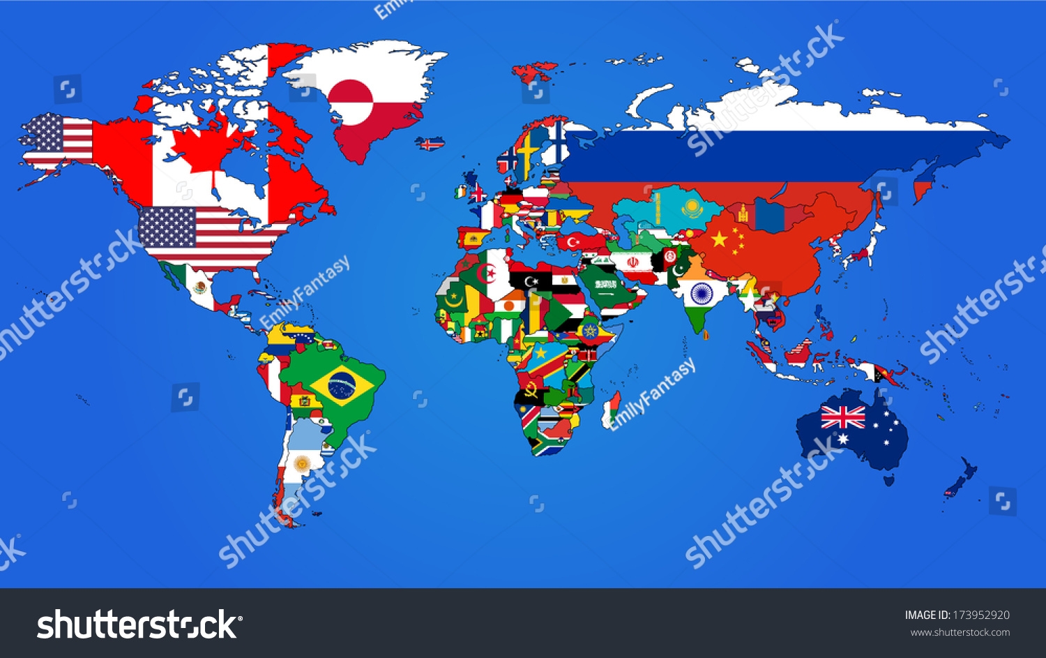 World Flag Map Blue Background Stock Vector Royalty Free 173952920 Shutterstock