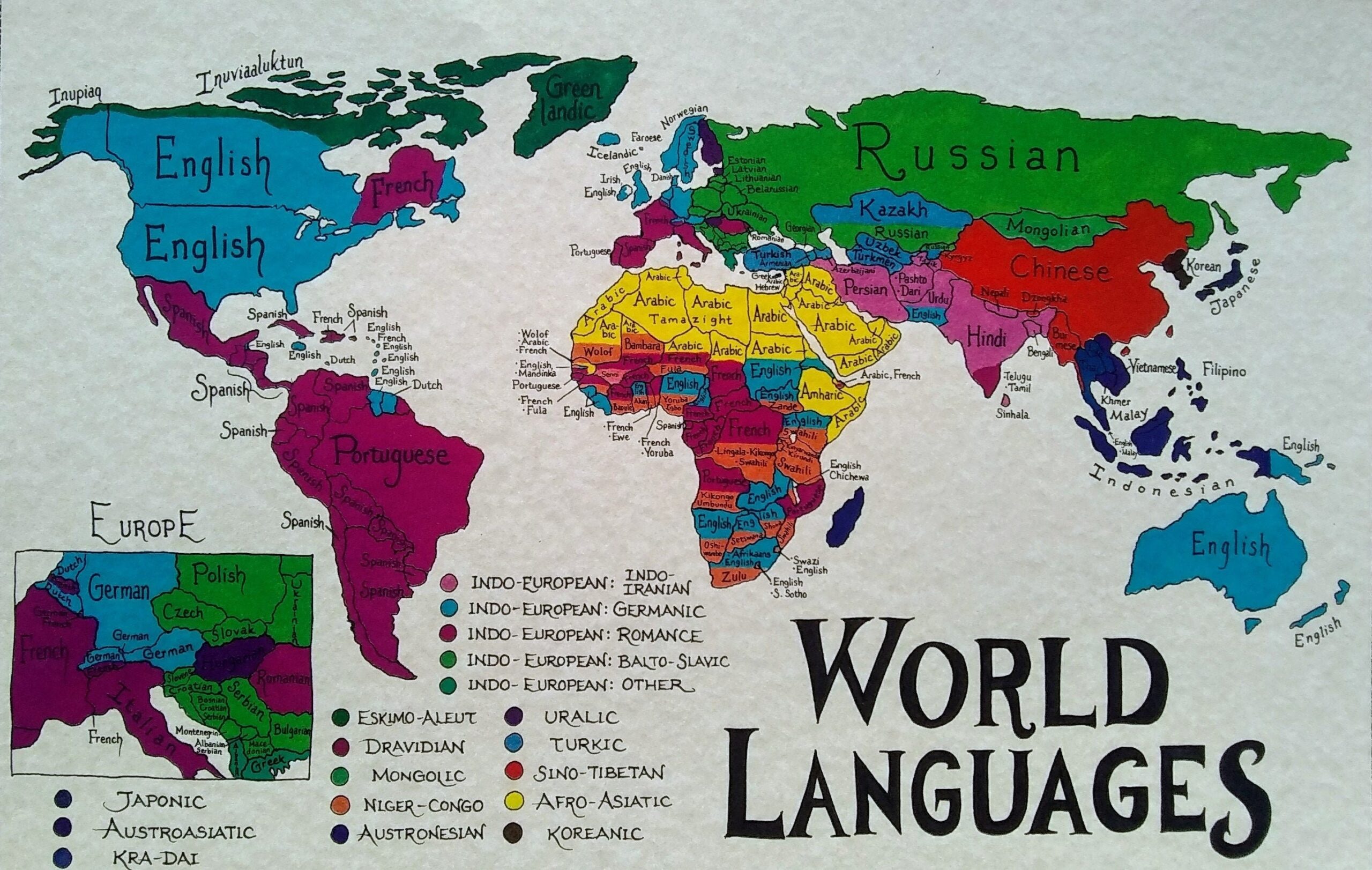 World Languages Map Etsy Hong Kong