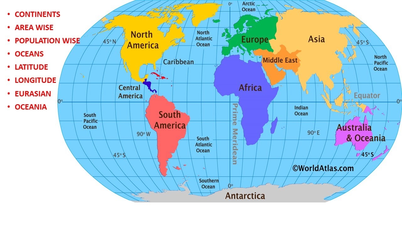 World Map Basics Of World Map Continents Oceans Latitude Longitude YouTube