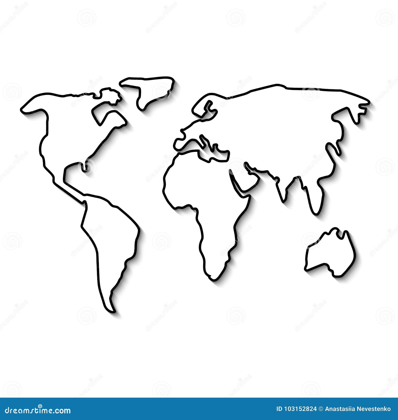 world map black and white outline