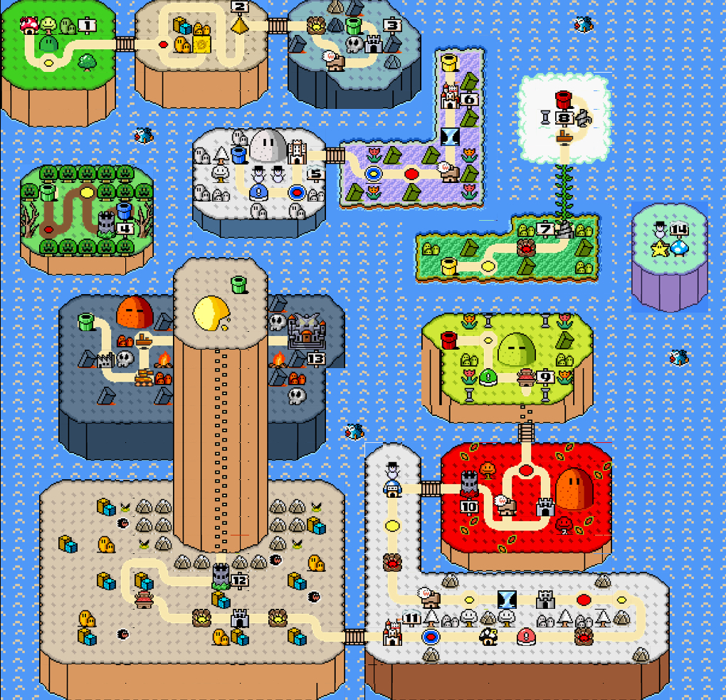super mario world complete map
