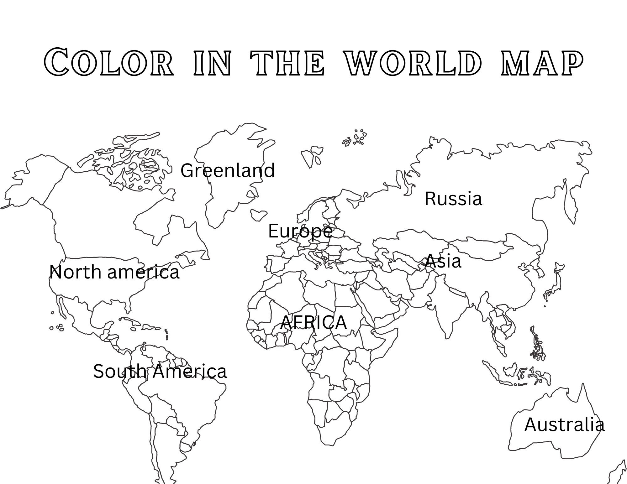 World Map Coloring Page Etsy Norway