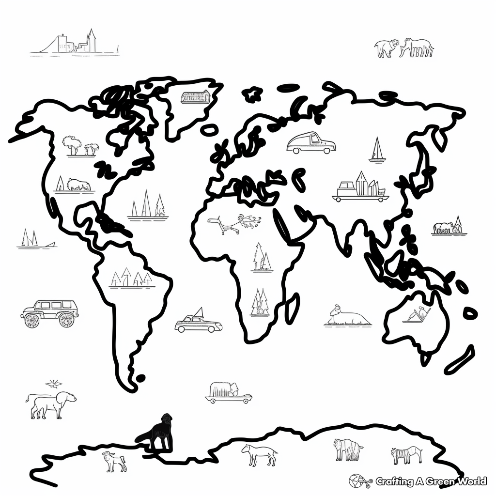 World Map Coloring Pages Free Printable 