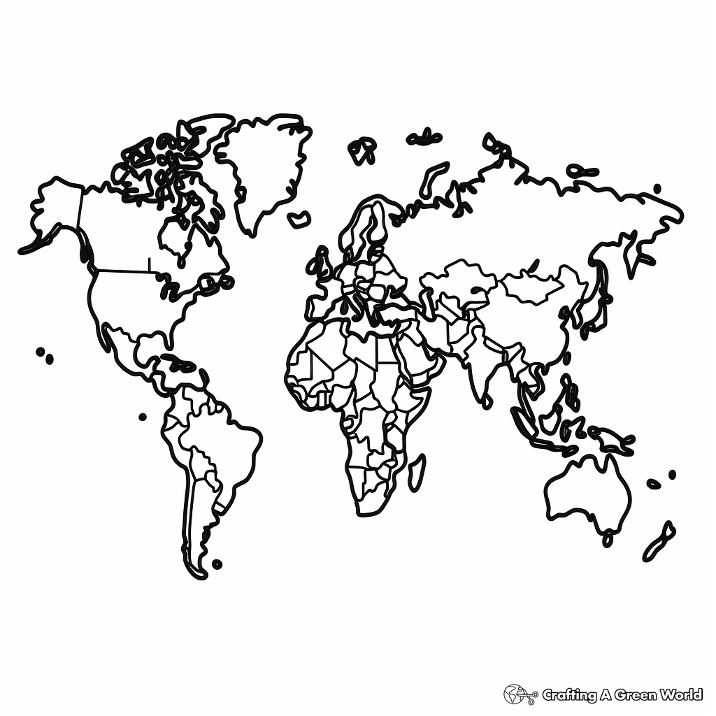 map of the world coloring page