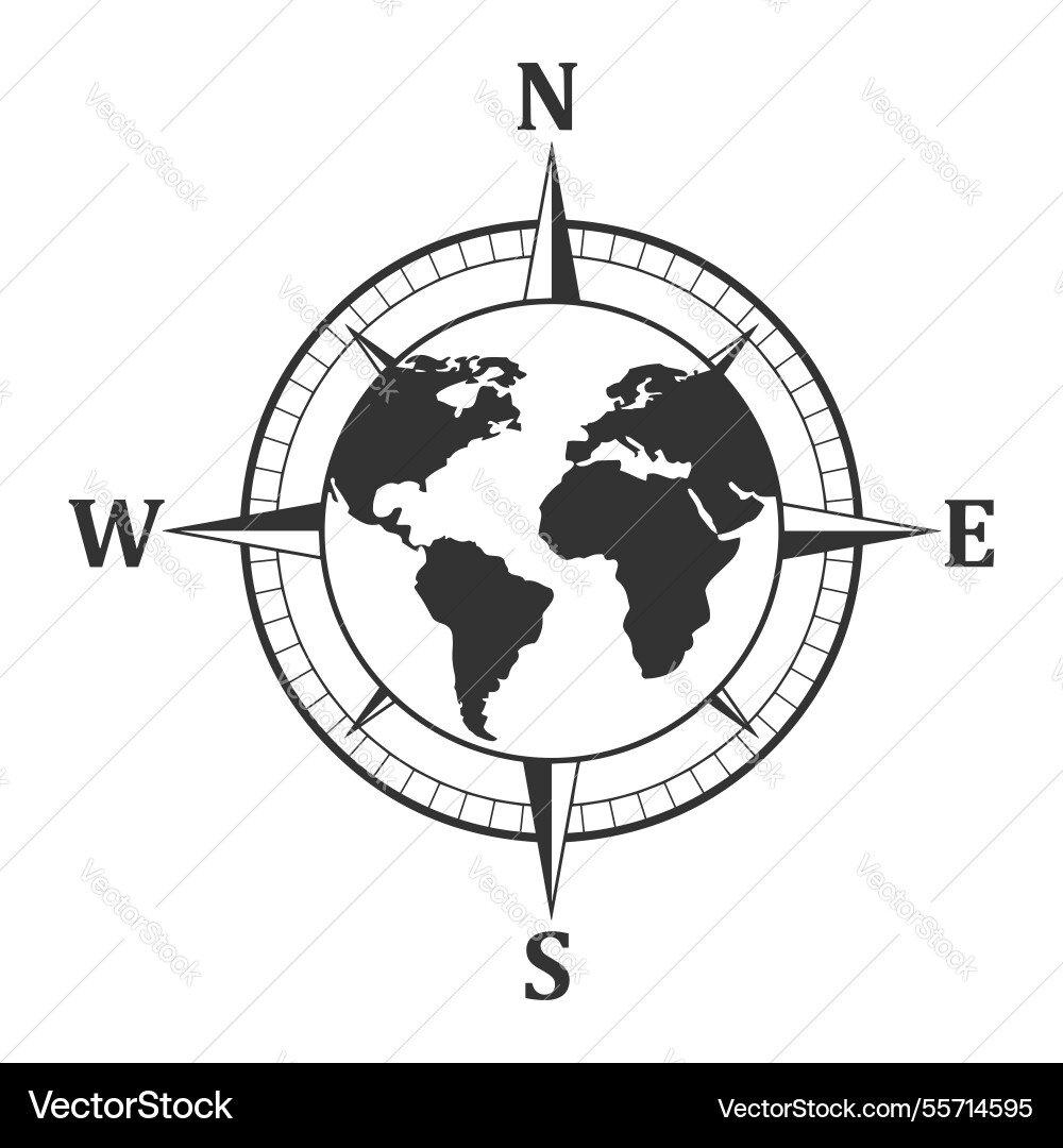 World Map Compass Clip Art Royalty Free Vector VectorStock