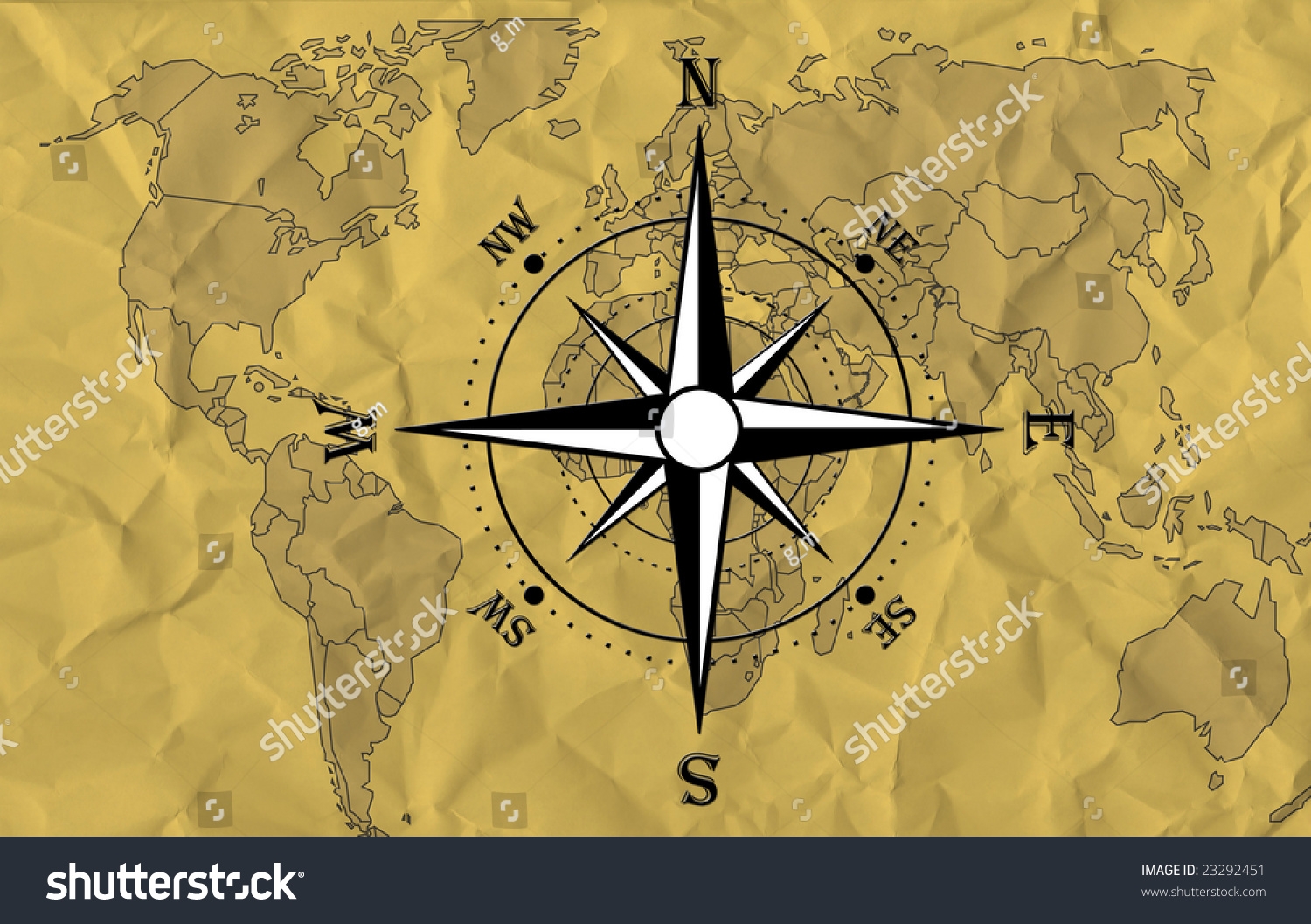 World Map Compass Stock Illustration 23292451 Shutterstock