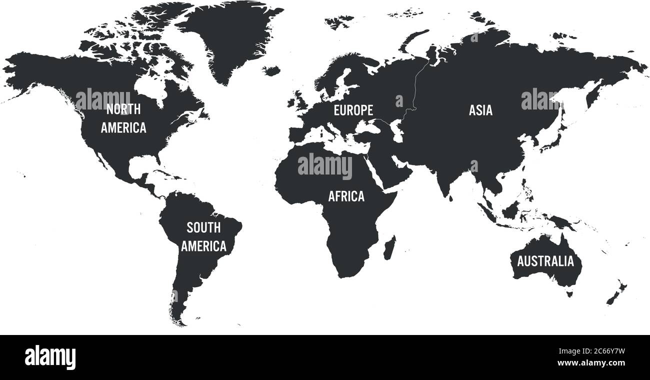 World Map Divided Into Six Continents Simple Flat Vector Illustration Stock Vector Image Art Alamy