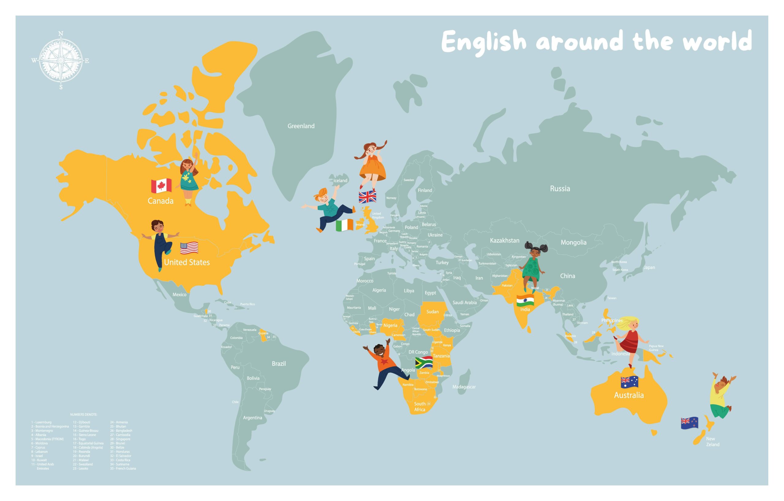 World Map English Speaking Countries High Quality By Miss Deb Classroom