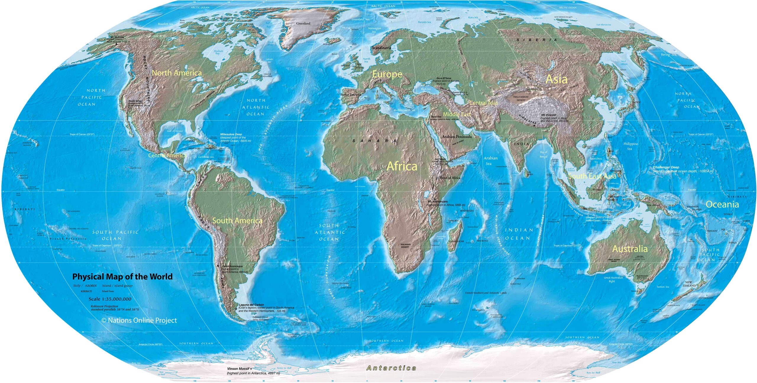 the physical world map
