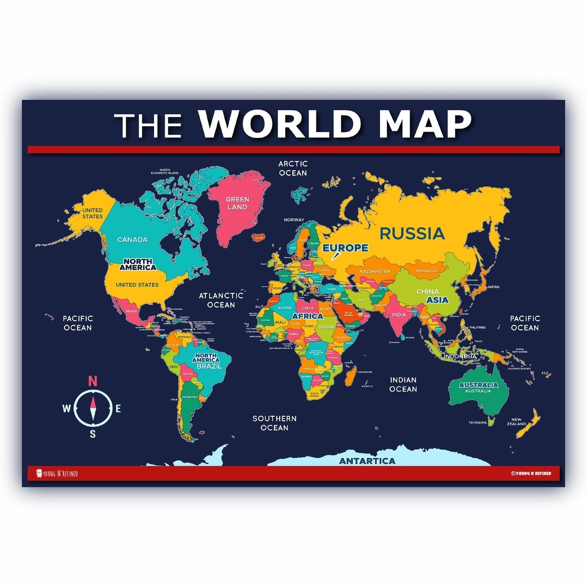 World Map Poster For Kids Laminated EBay