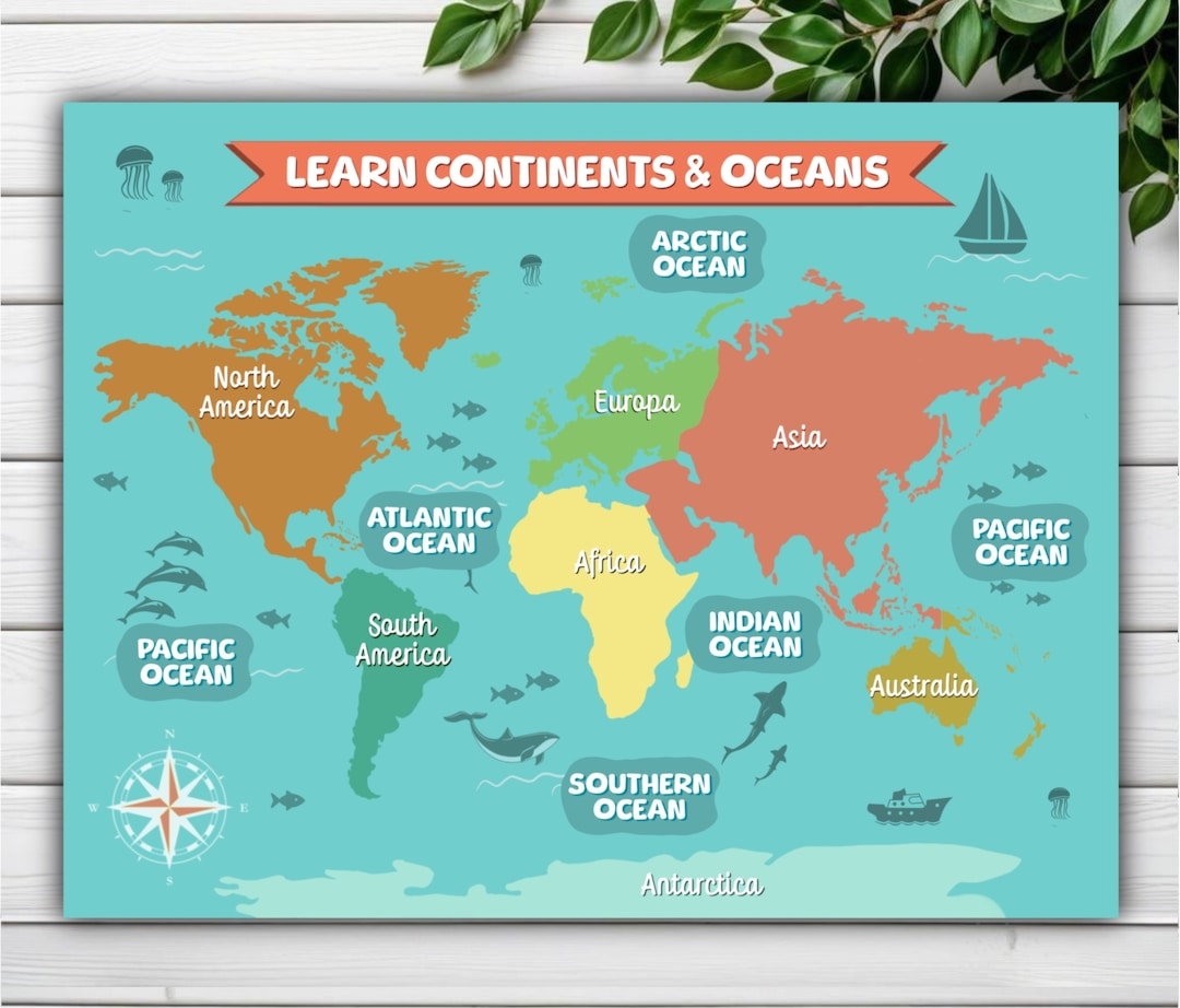 World Map Printable Continents Oceans Montessori Puzzle Learn 7 Continents And Oceans Montessori World Map Puzzle Learning World Map Etsy Finland