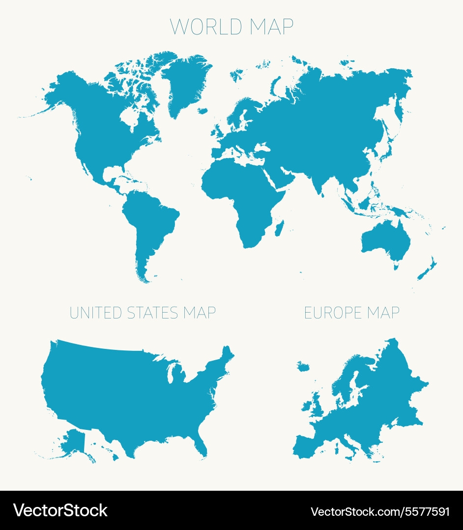 World Map Set Americas Europe Royalty Free Vector VectorStock