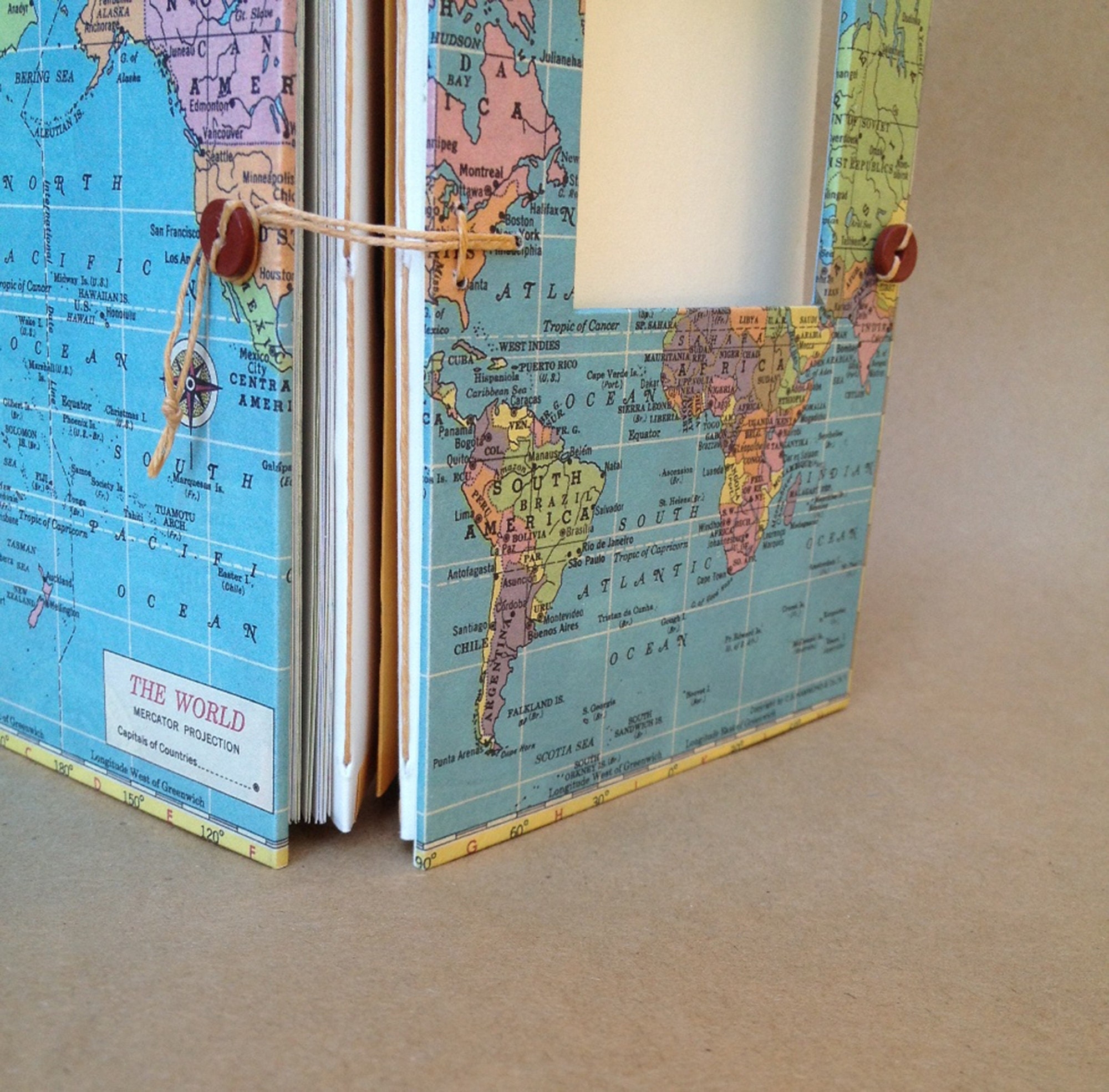 World Map Travel Journal With Pockets And Envelopes Personalized For You Etsy