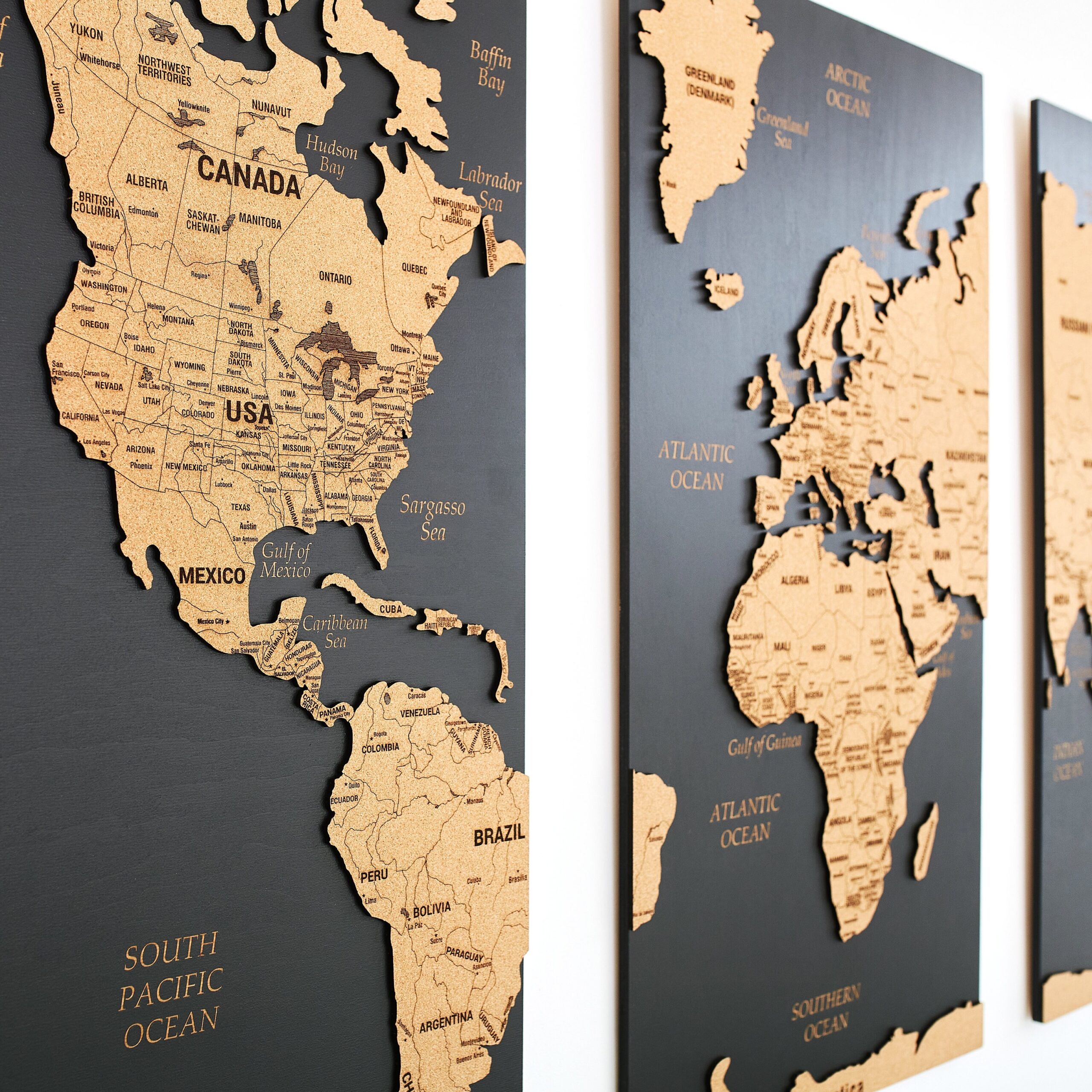 World Map Wall Art Push Pin Map Cork Board Wooden Travel Map Wall Decor Wood Wall Map 5th Anniversary Gift 3 Panel Wall Art Etsy Finland