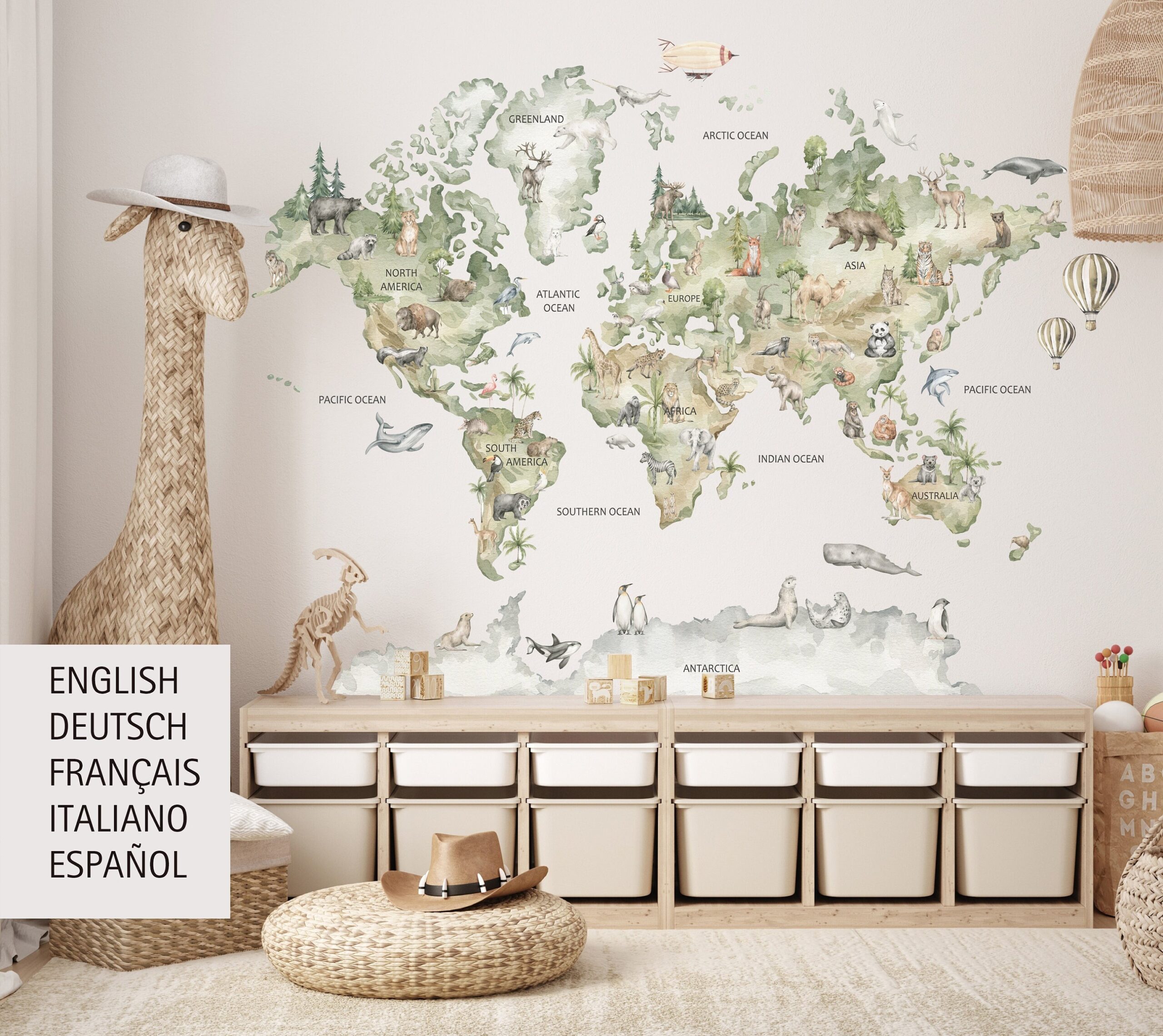 world map wall sticker
