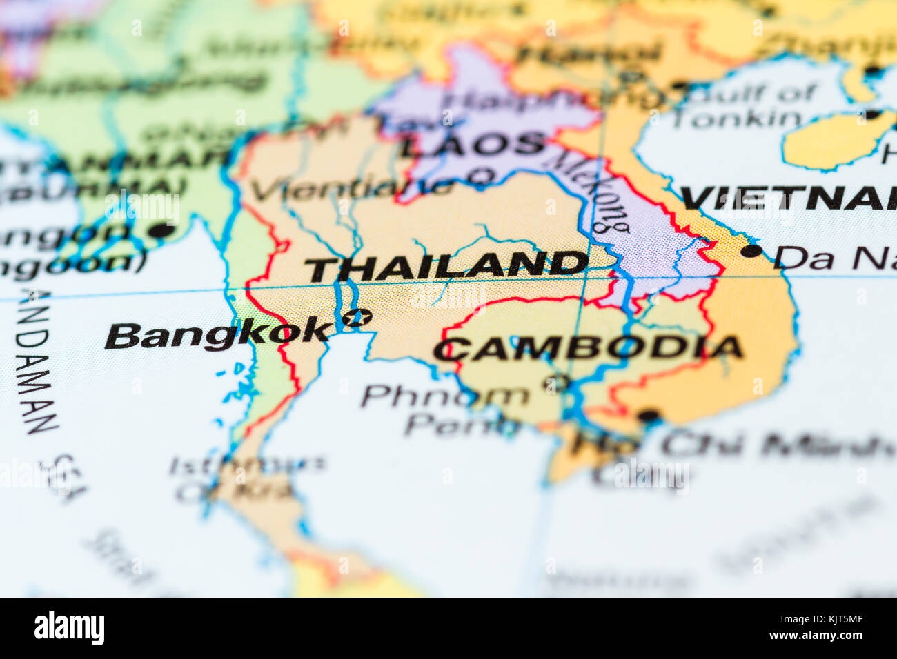World Map With A Close Up Of Bangkok Thailand In Focus Stock Photo Alamy