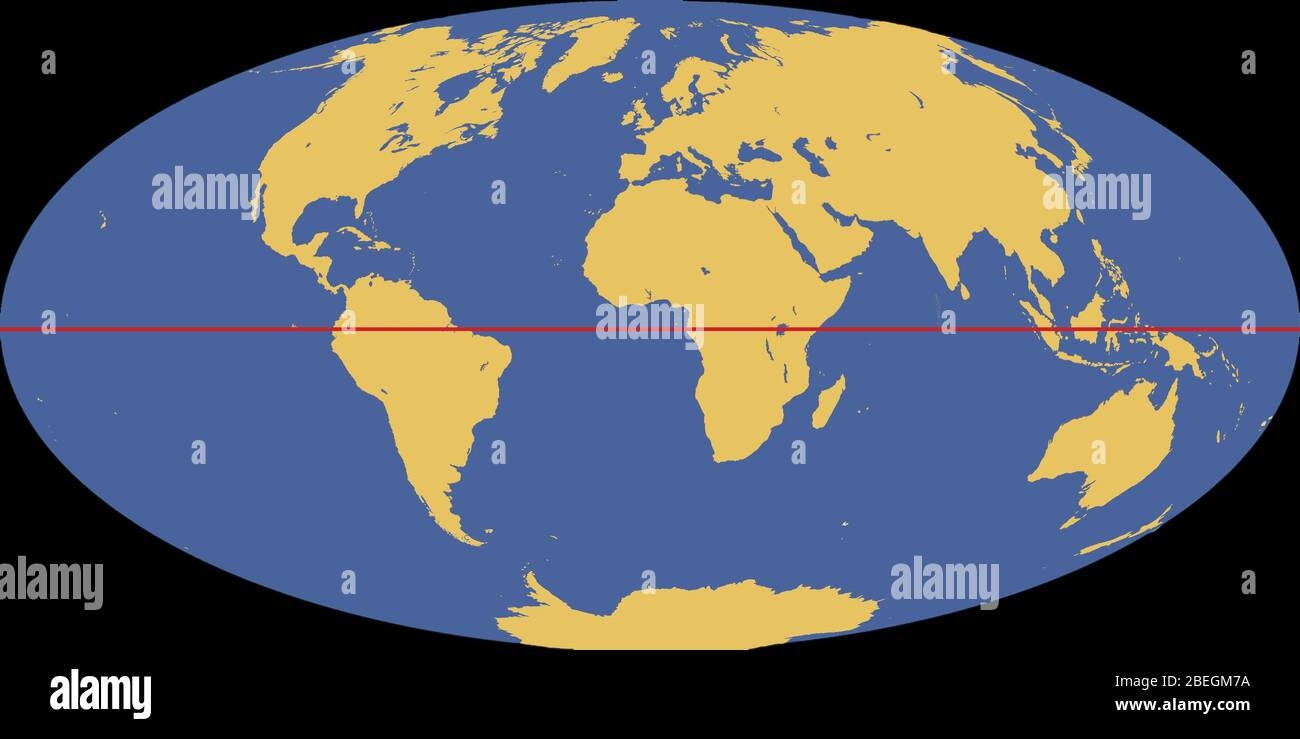 World Map With Equator Stock Photo Alamy