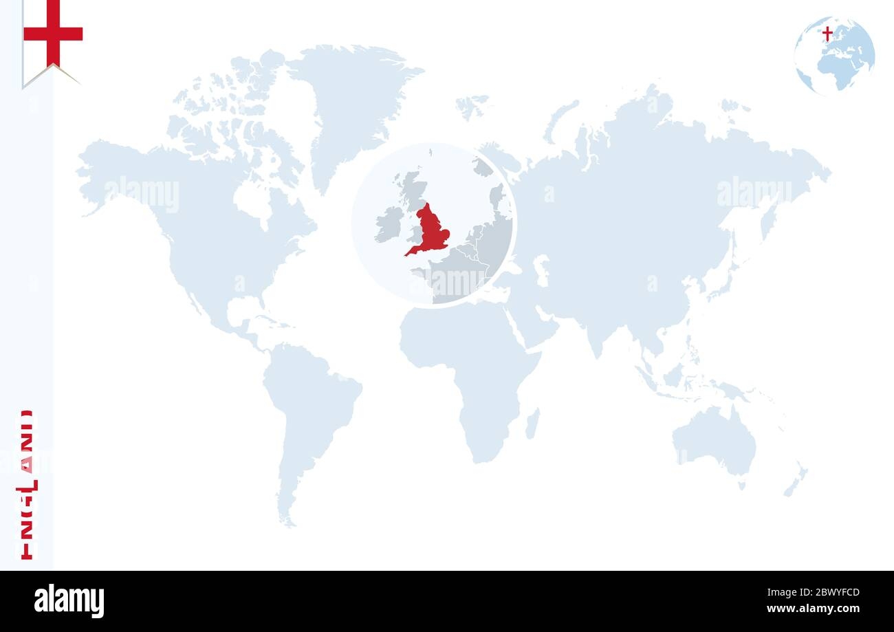 World Map With Magnifying On England Blue Earth Globe With England Flag Pin Zoom On England Map Vector Illustration Stock Vector Image Art Alamy