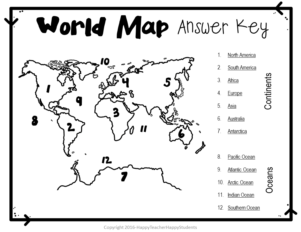 seven continents blank map