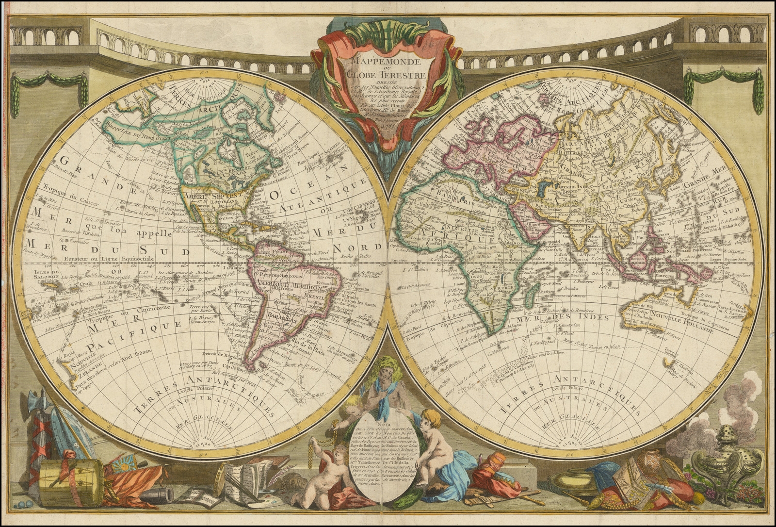 World Mappemonde Ou Globe Terestre Dressee Sur Les Nouvelles Observations 1765 Barry Lawrence Ruderman Antique Maps Inc 
