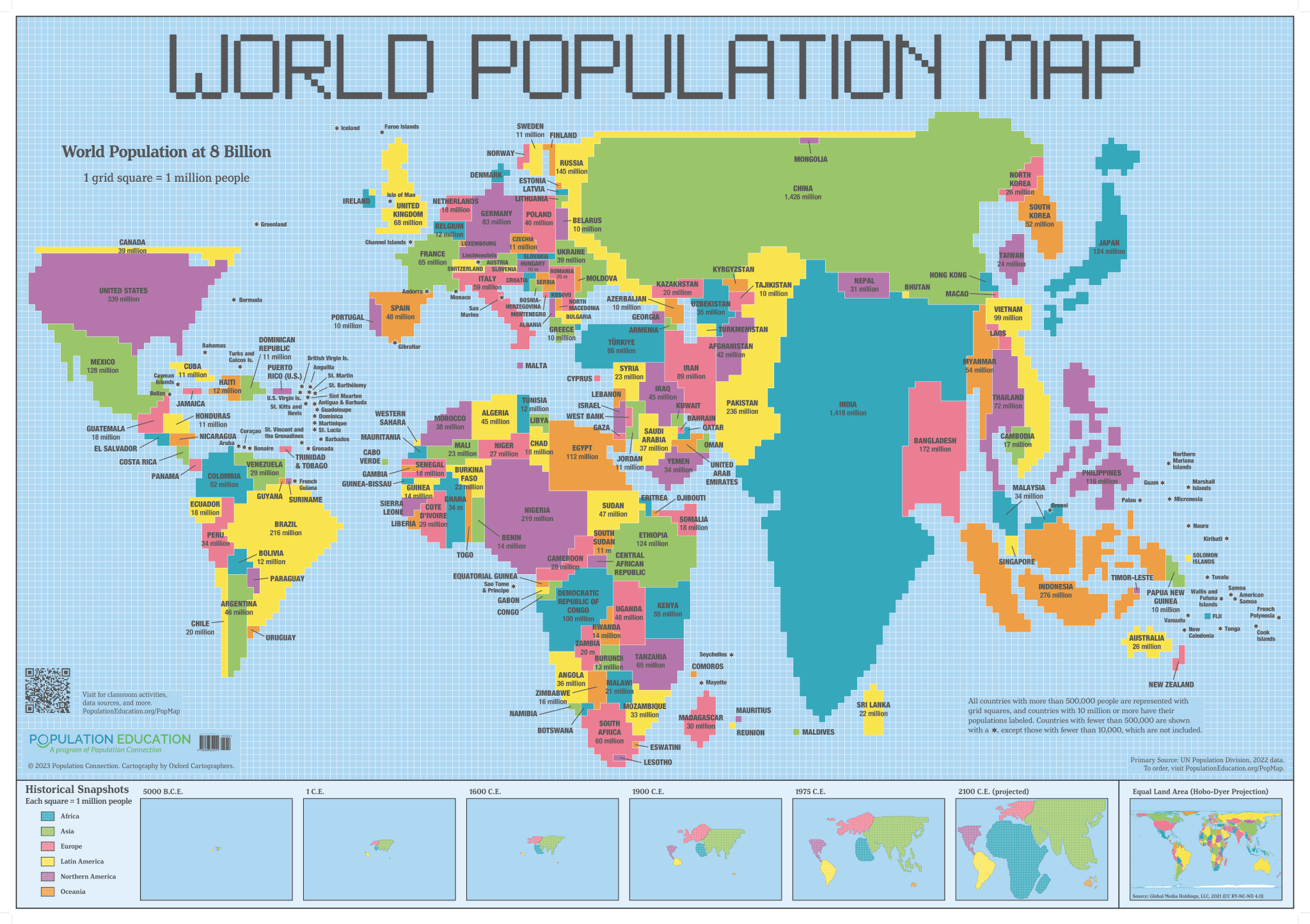 World Population Map flat In Tube Population Education