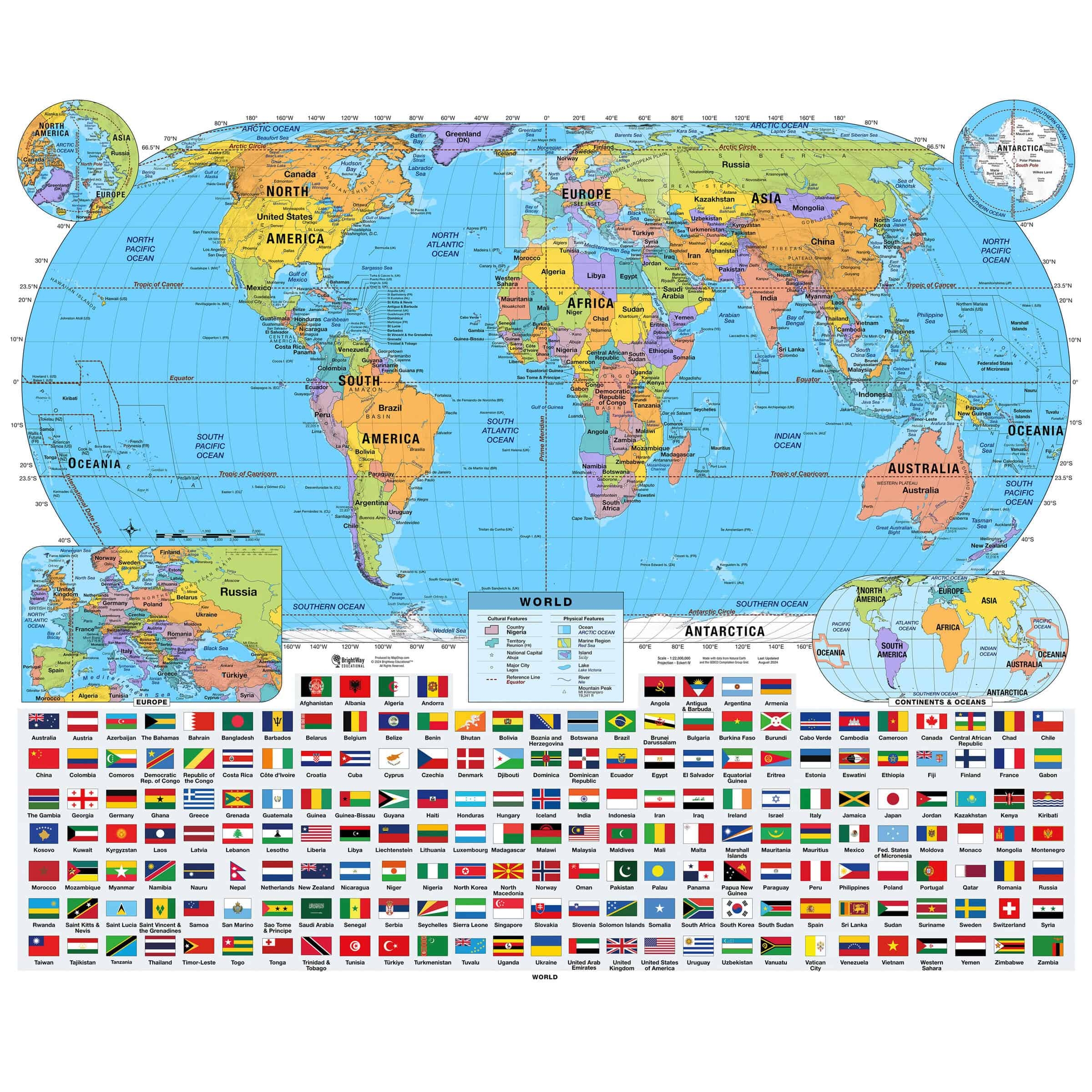 World Primary Classroom Wall Map BrightWay Educational