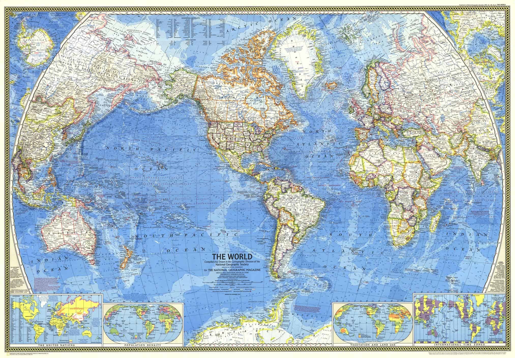 World Published 1970 By National Geographic The Map Shop