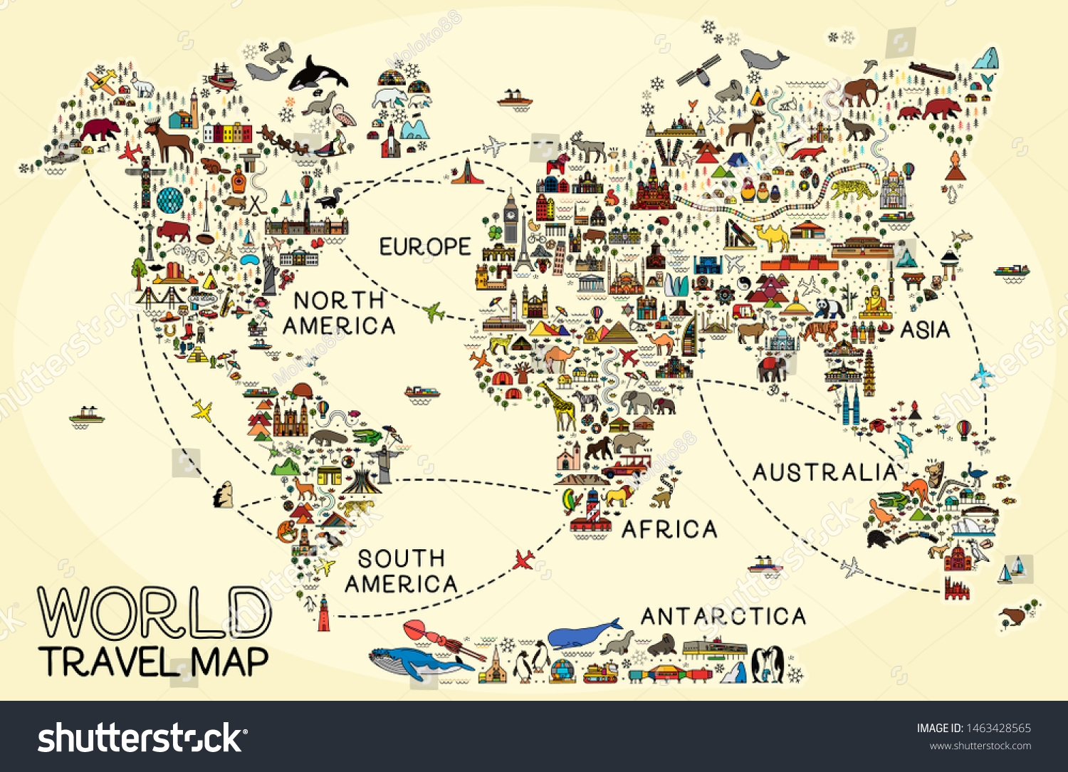 World Travel Line Icons Map Travel Stock Vector Royalty Free 1463428565 Shutterstock