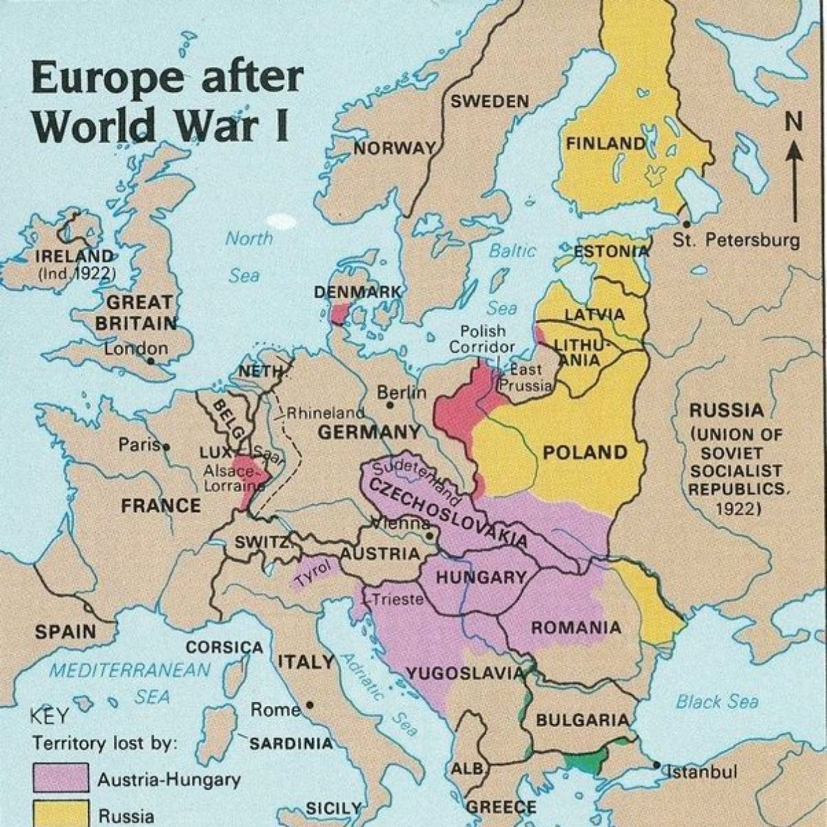 europe post world war 1 map