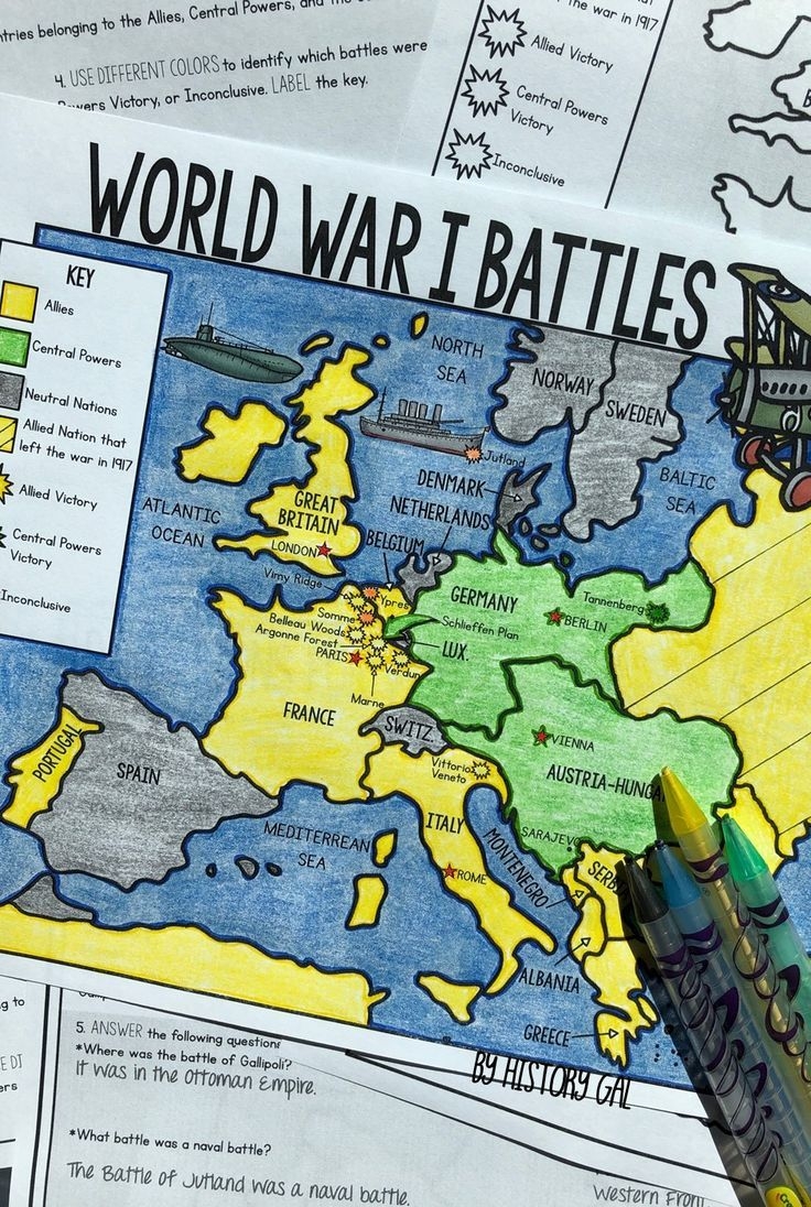 World War I Battles Map Activity