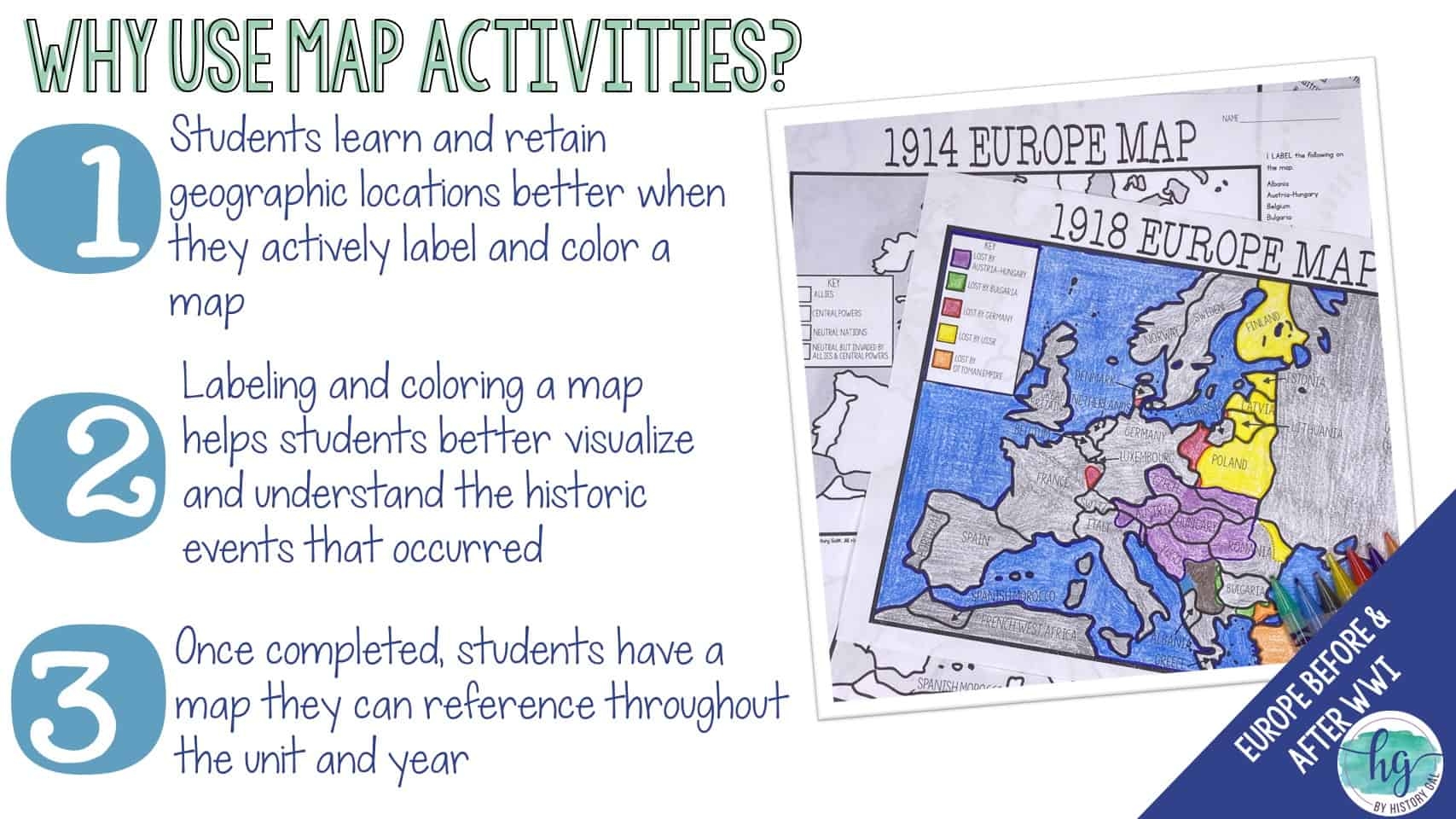 World War I Map Activity 1914 And 1918 Europe Maps By History Gal