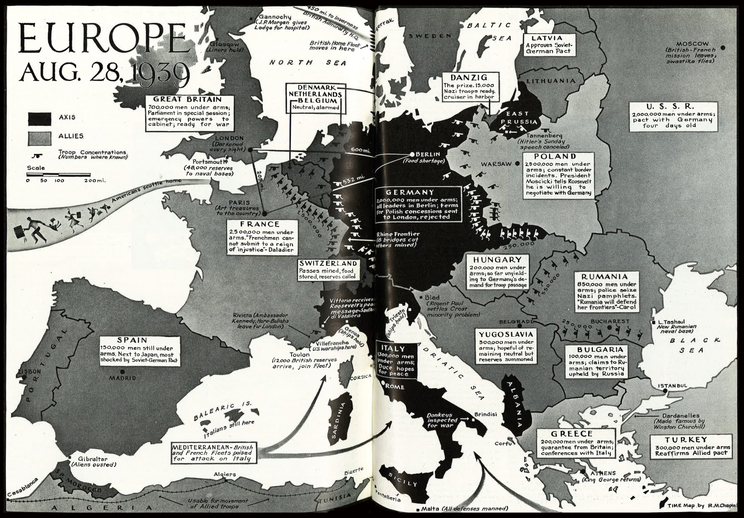 World War II 1939 Europe Map 75th Anniversary TIME