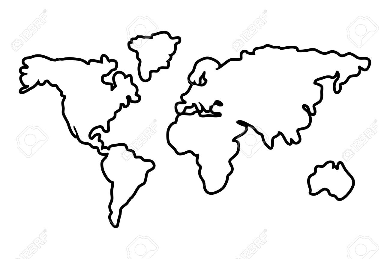 black and white continent map