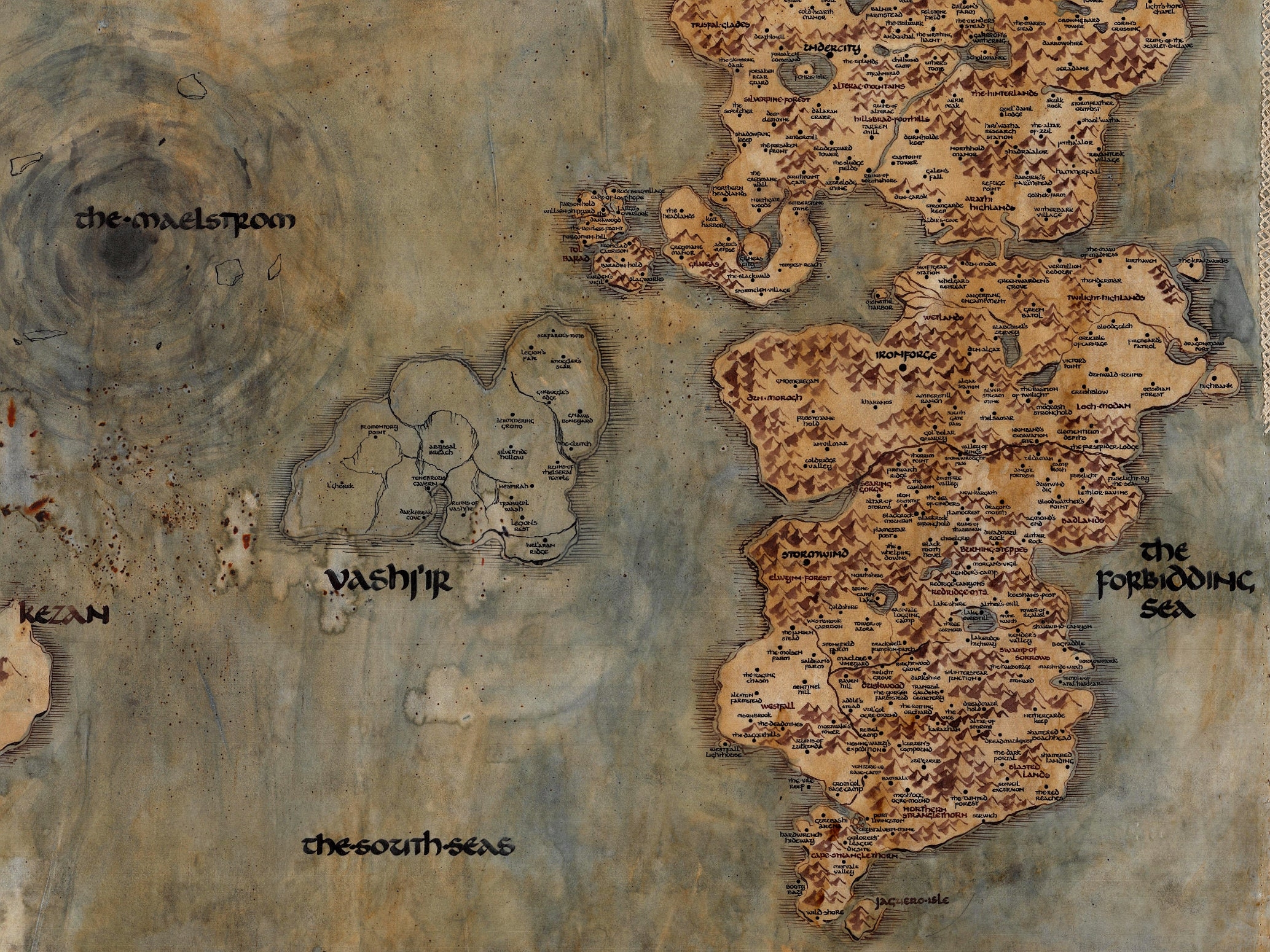 WOW Azeroth SUPER DETAILED Map World Of Warcraft Map Choose Expansion Fantasy Map Wow Handdrawn Dyed Sewn Etsy