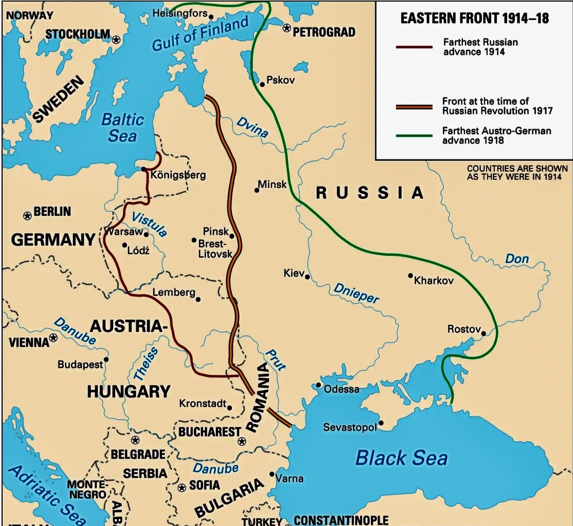 world war 1 eastern front map