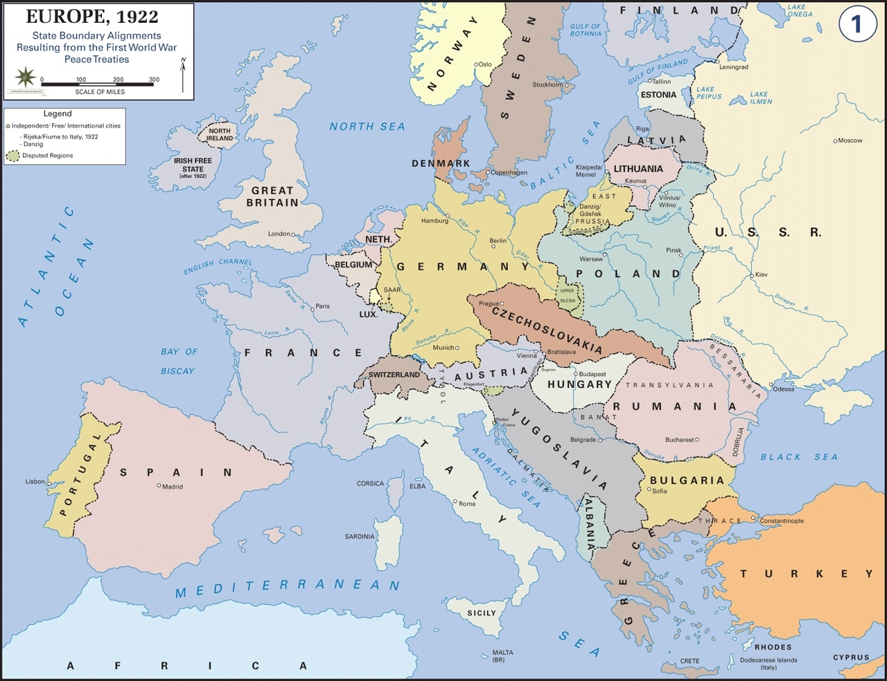 WWII War Theatre Maps Europe After World War I