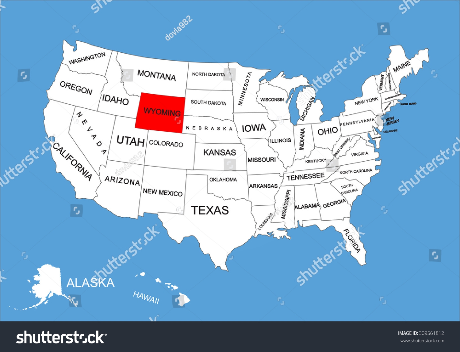 Wyoming State Usa Vector Map Isolated Stock Vector Royalty Free 309561812 Shutterstock
